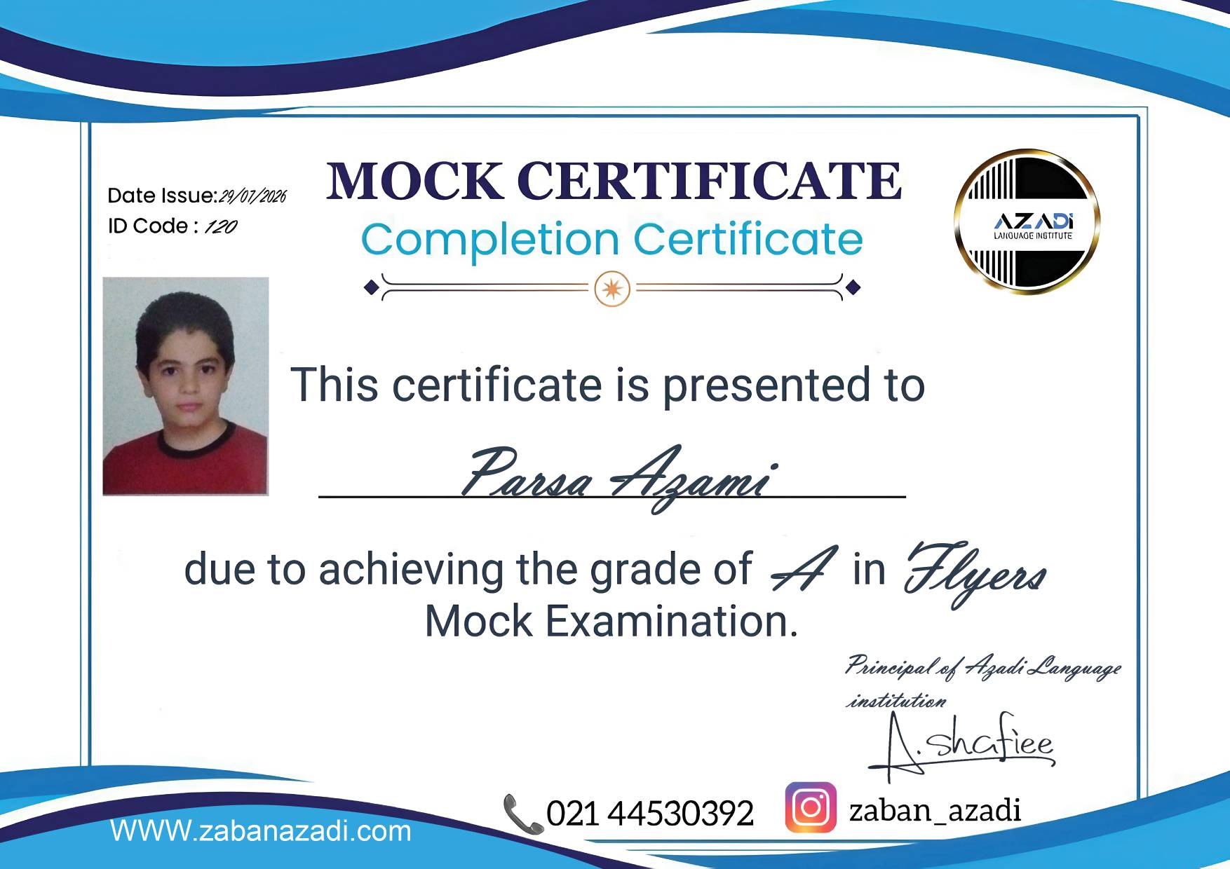 اهدای مدارک آزمون Mock Flyers